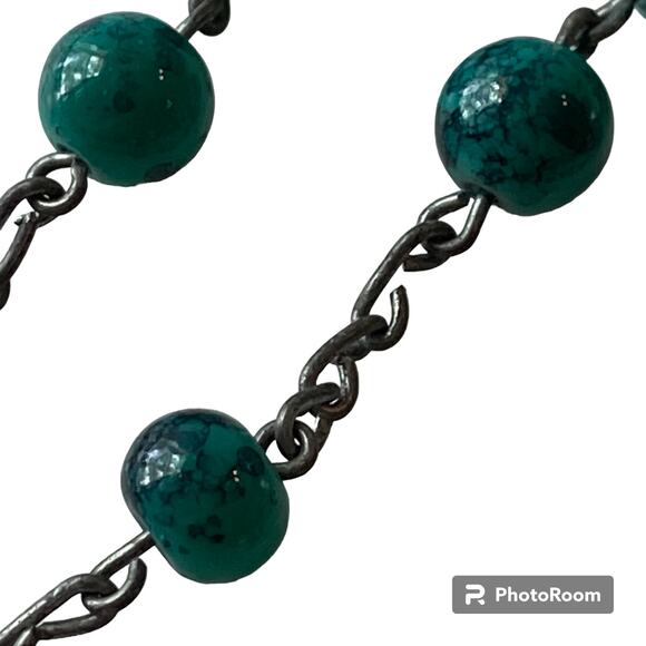 Green Glass Bead Holy Rosary 32" Prayer Crucifix Colorful Christian Religious - Picture 5 of 10